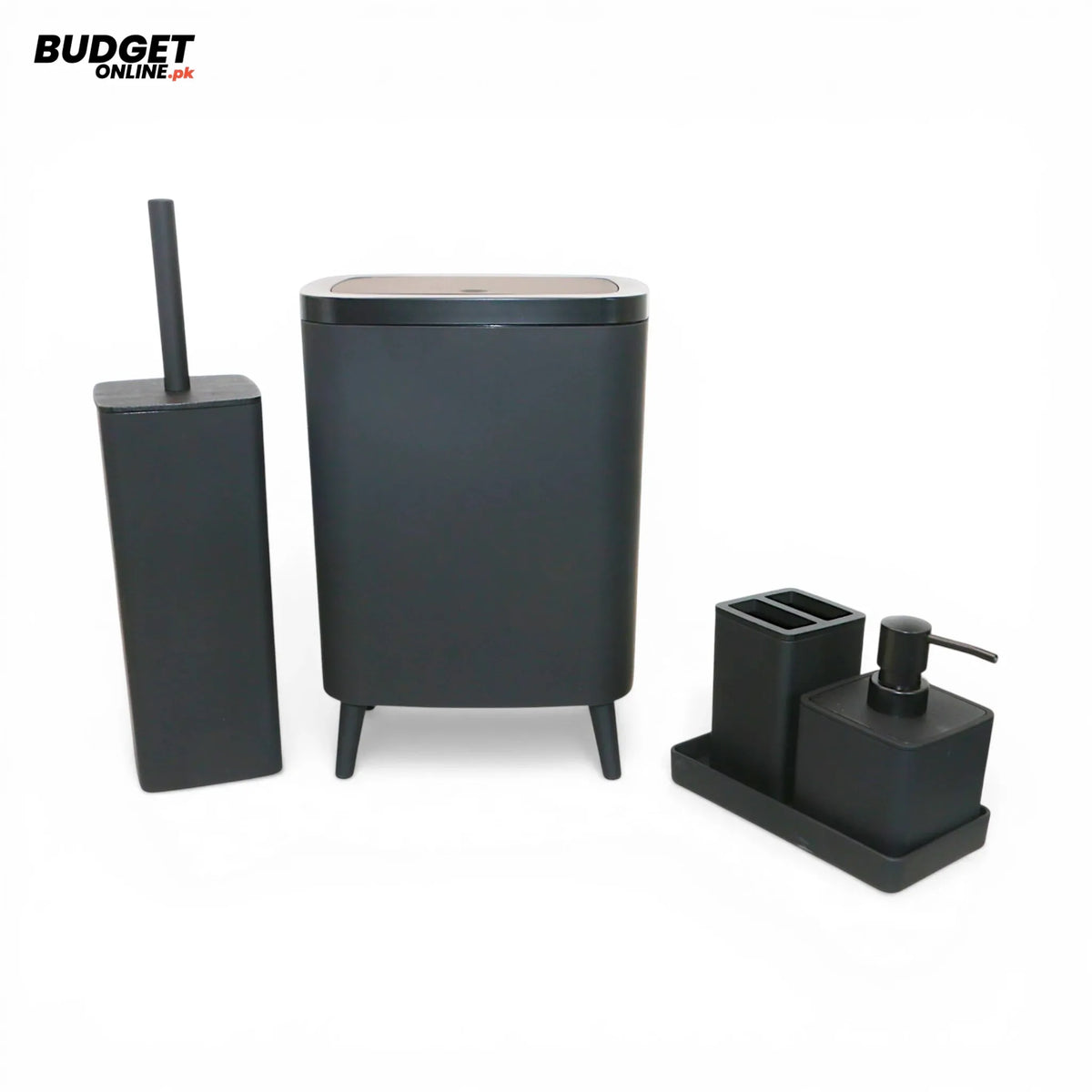 5-Piece Black Plastic Bathroom Set