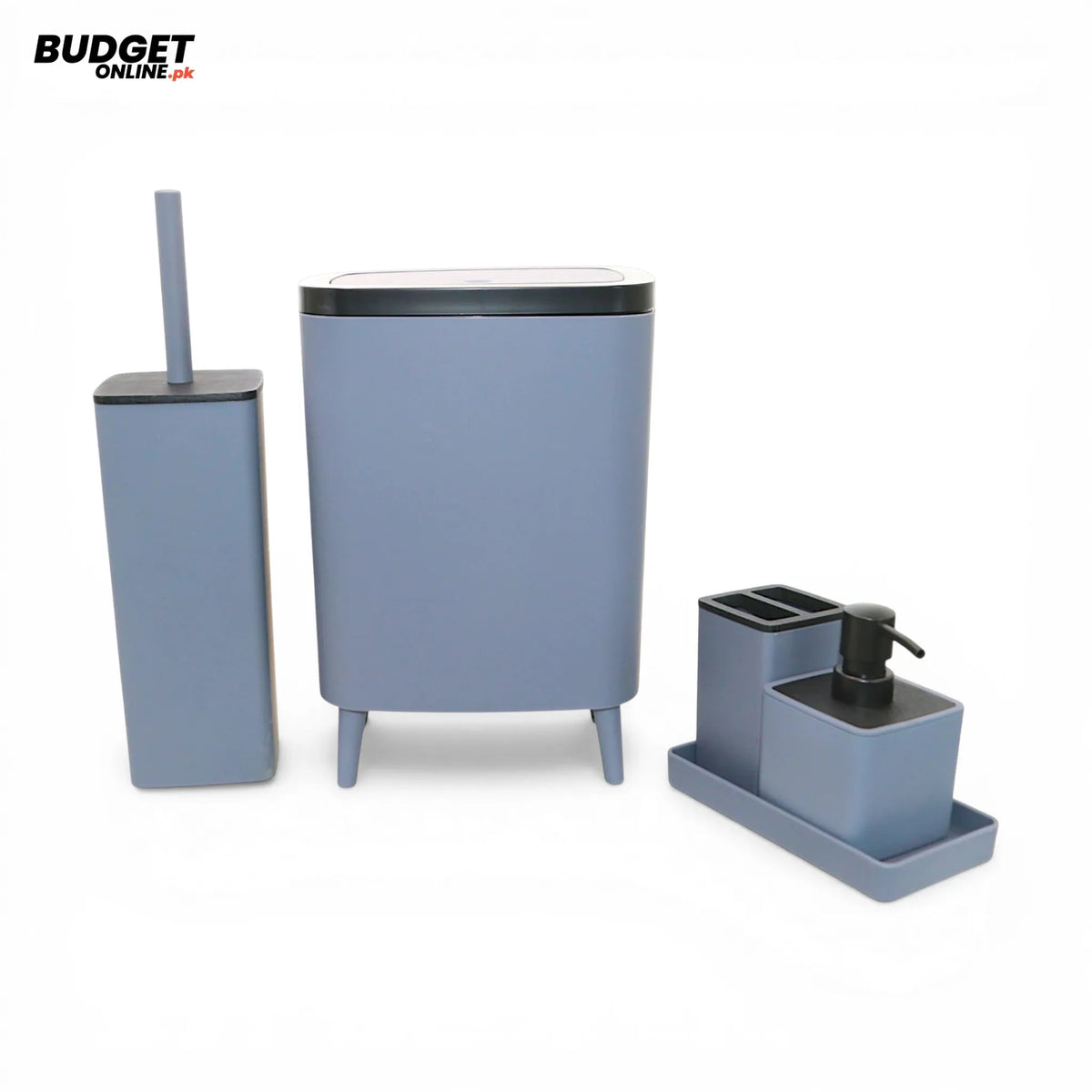 5-Piece Grey Plastic Bathroom Set