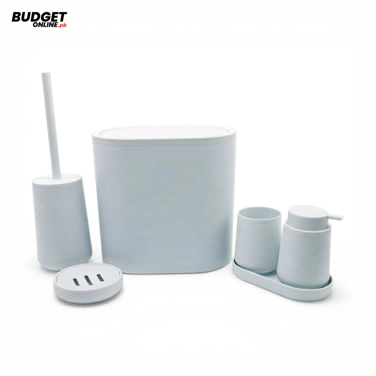 6-Piece White Plastic Bathroom Set