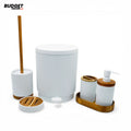 6-Piece White Ribbed Plastic Bathroom Set