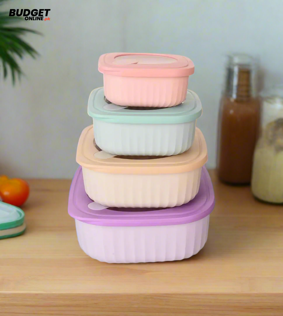 4-Piece Square Plastic Storage Box Set