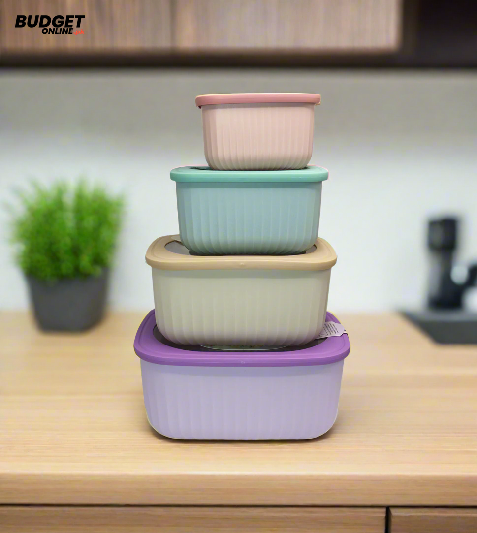 4-Piece Square Plastic Storage Box Set