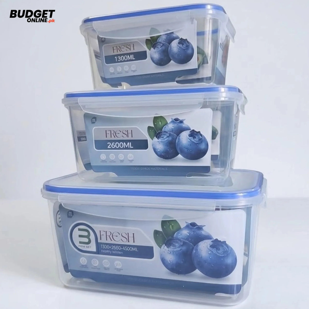 3-Piece Rectangular Food Storage Box Set