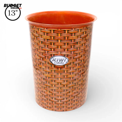 Large Rattan Pattern Plastic Dustbin
