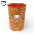 Rattan Pattern Plastic Dustbin 11 Inch
