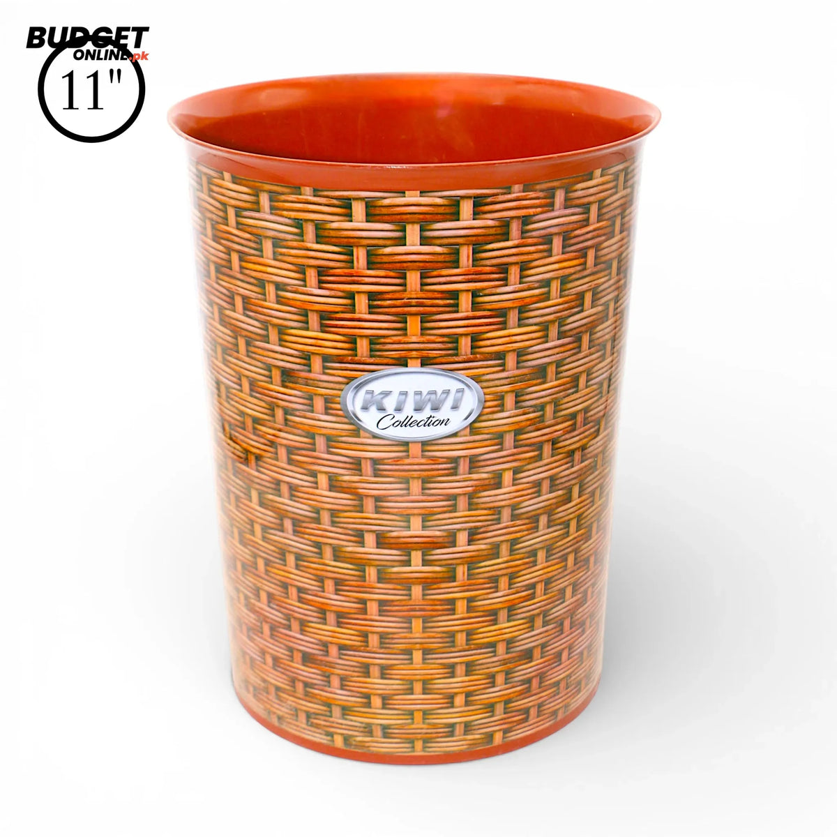 Rattan Pattern Plastic Dustbin 11 Inch