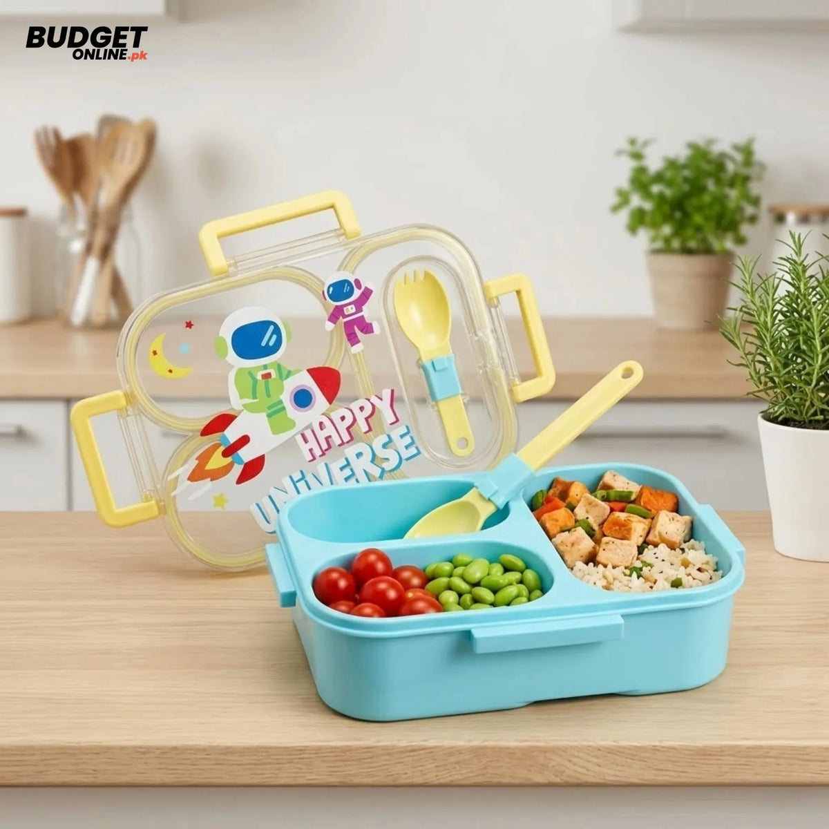 850ml Three-Section Plastic Lunch Box