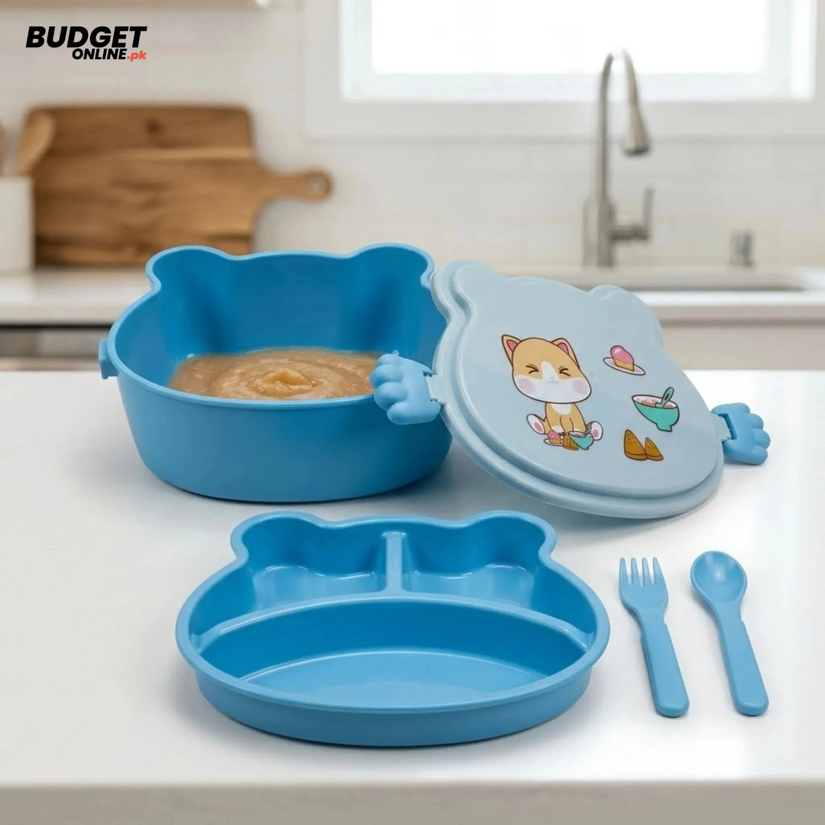 Kids Plastic Lunch Box With Spoon And Fork