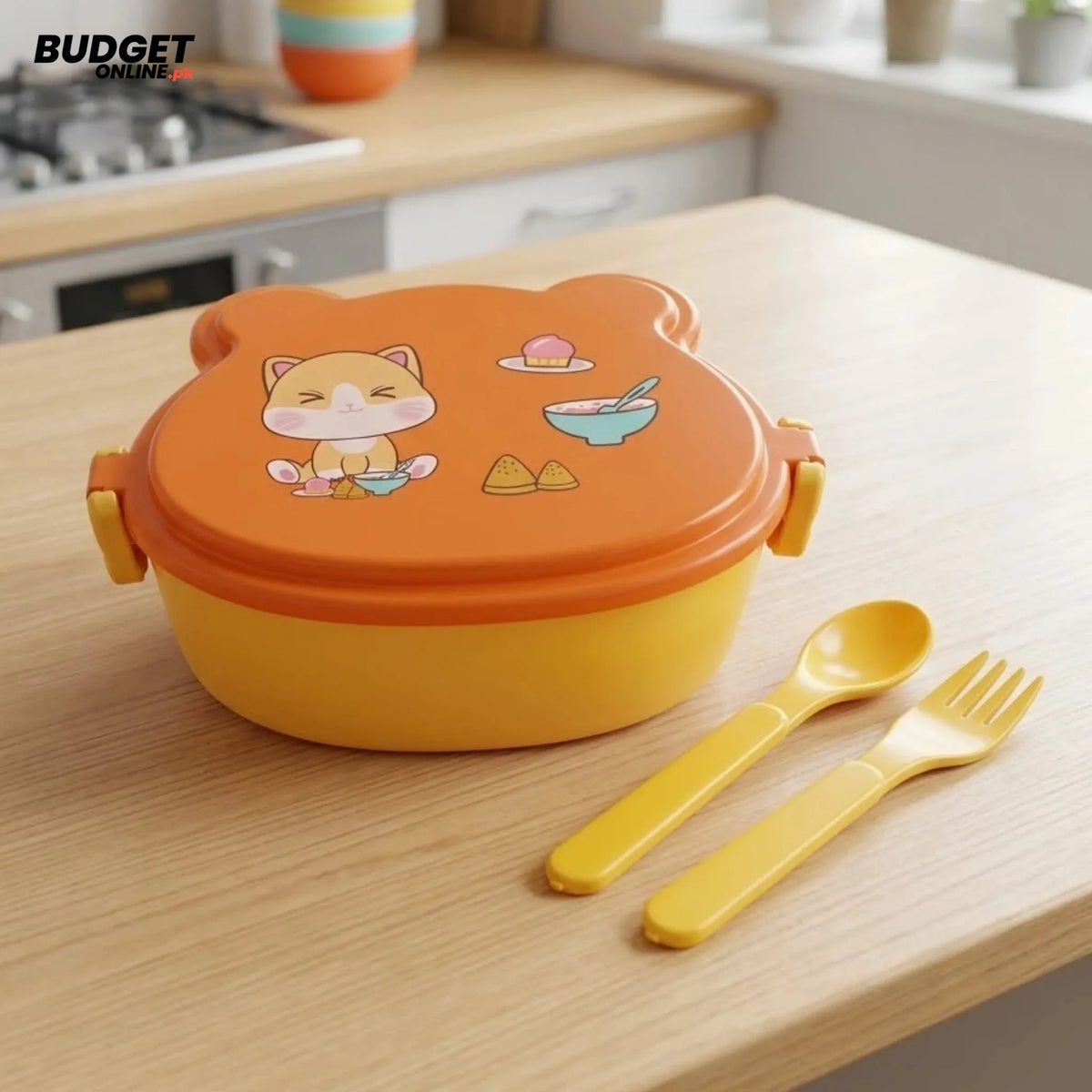 Kids Plastic Lunch Box With Spoon And Fork