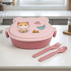 Kids Plastic Lunch Box With Spoon And Fork