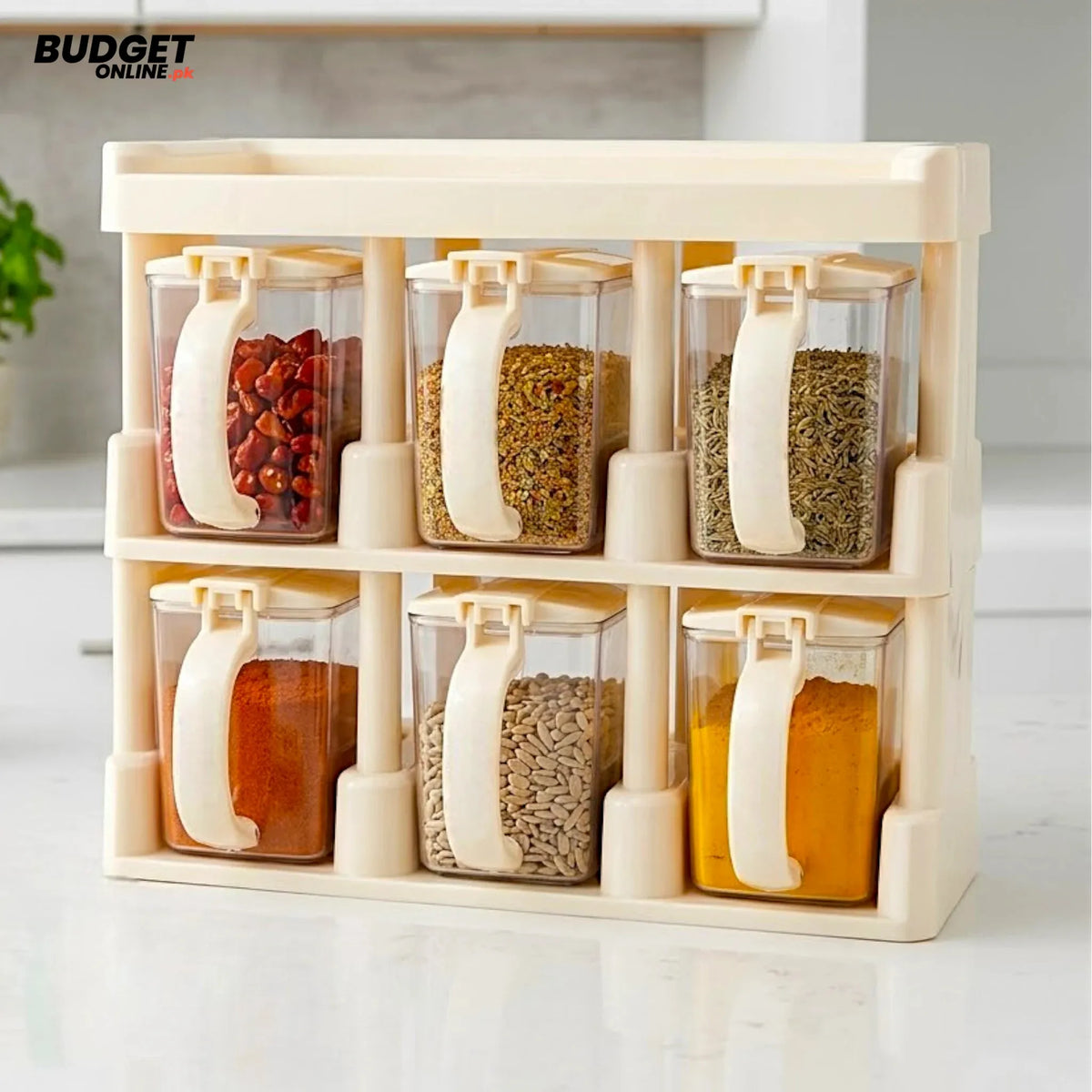 6-Piece Plastic Spice Jar Organizer Set