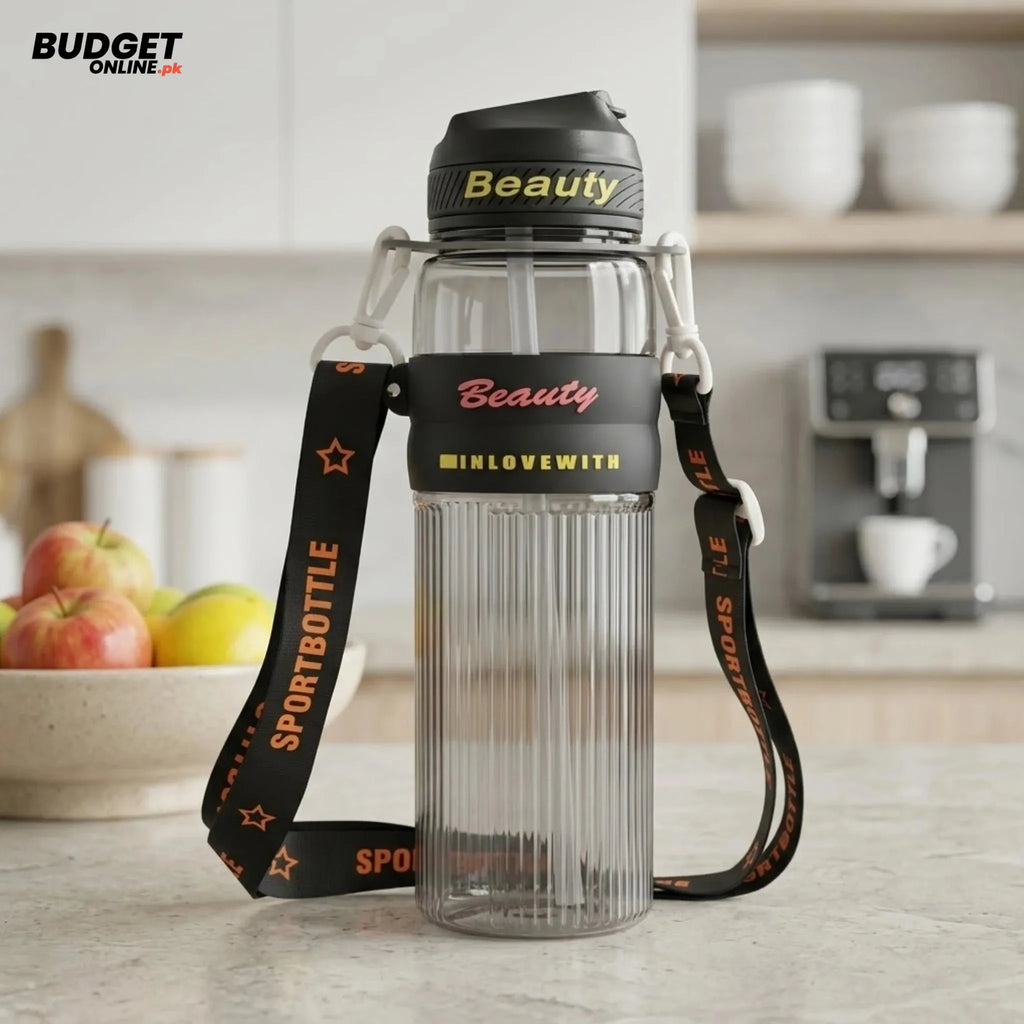 Plastic Sports Water Bottle With Shoulder Strap