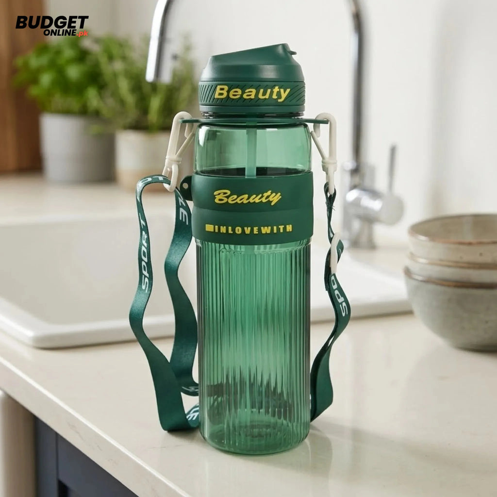 Plastic Sports Water Bottle With Shoulder Strap