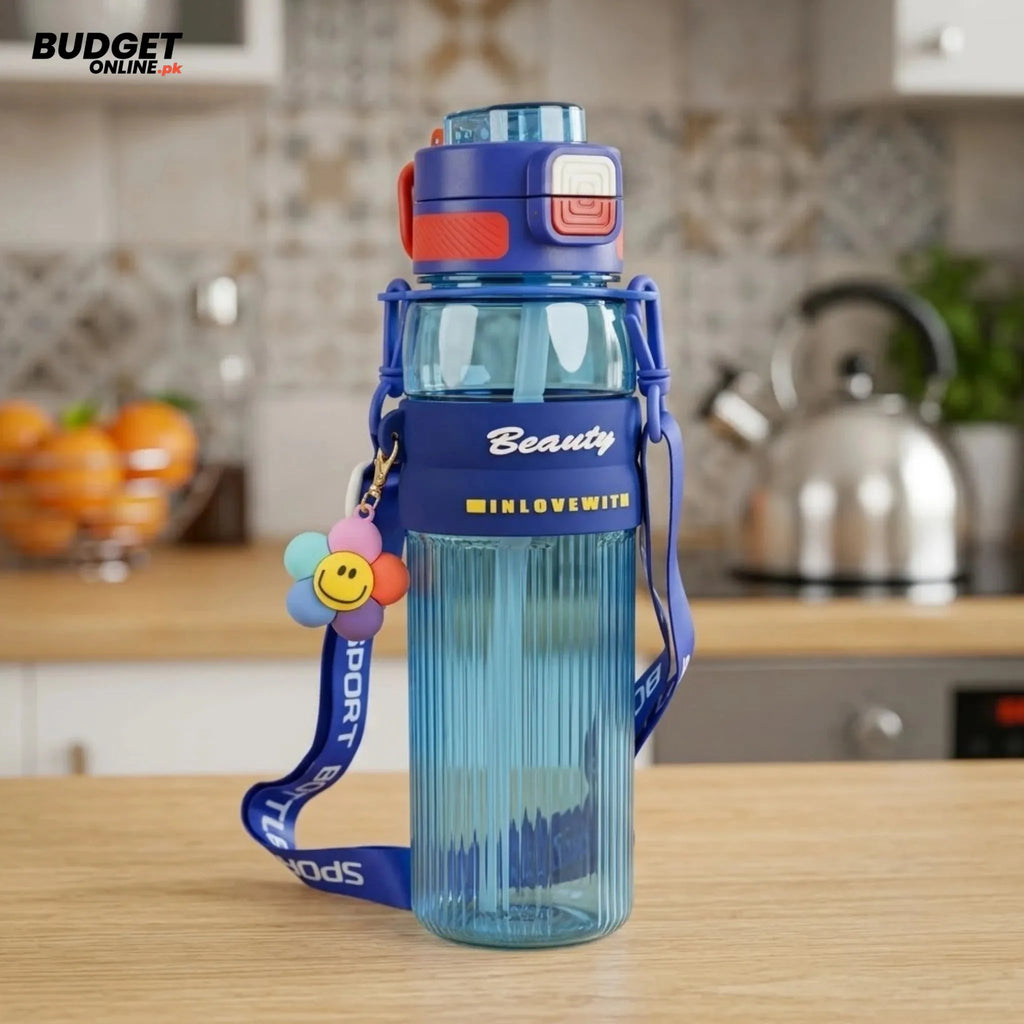 Plastic Sports Water Bottle With Shoulder Strap
