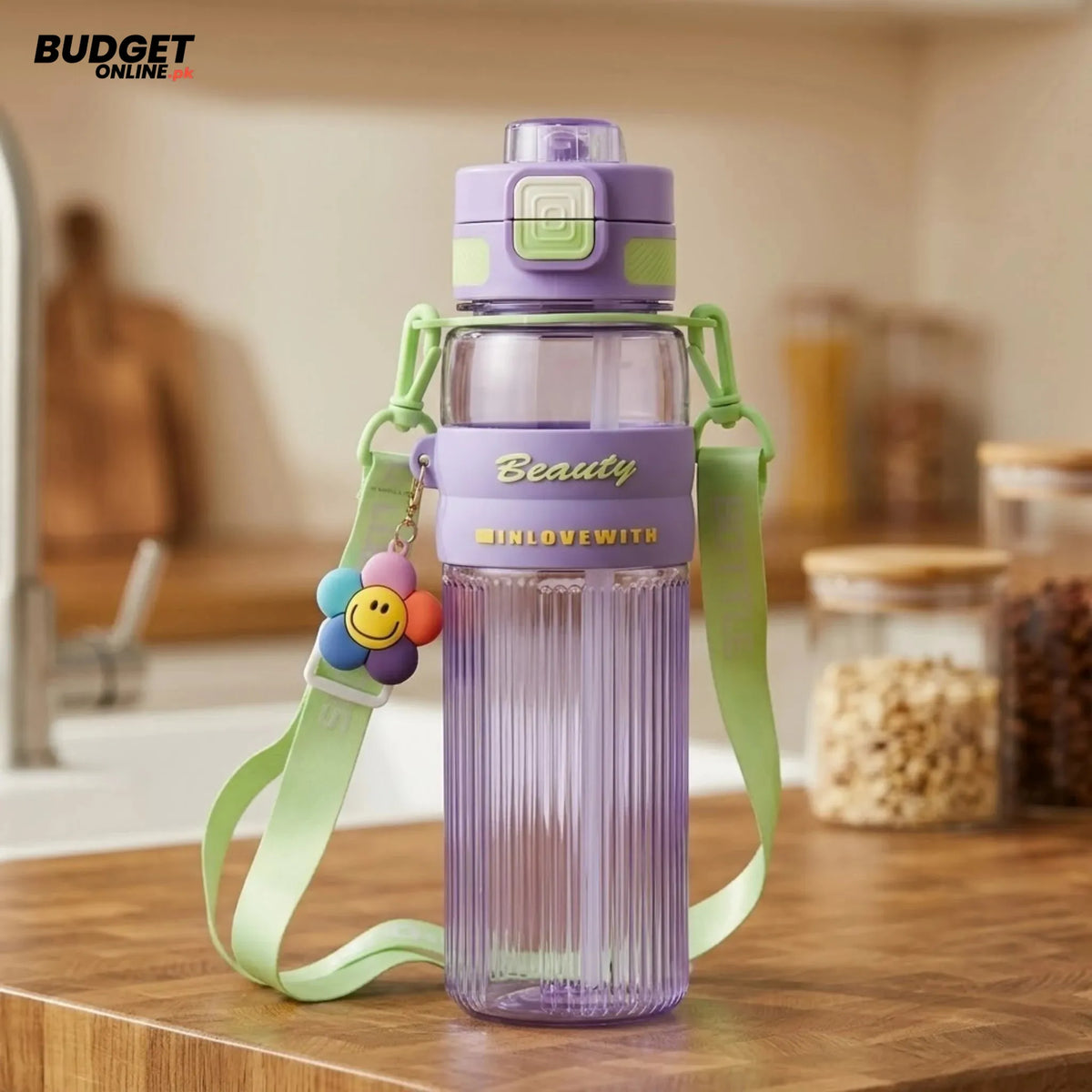 Plastic Sports Water Bottle With Shoulder Strap