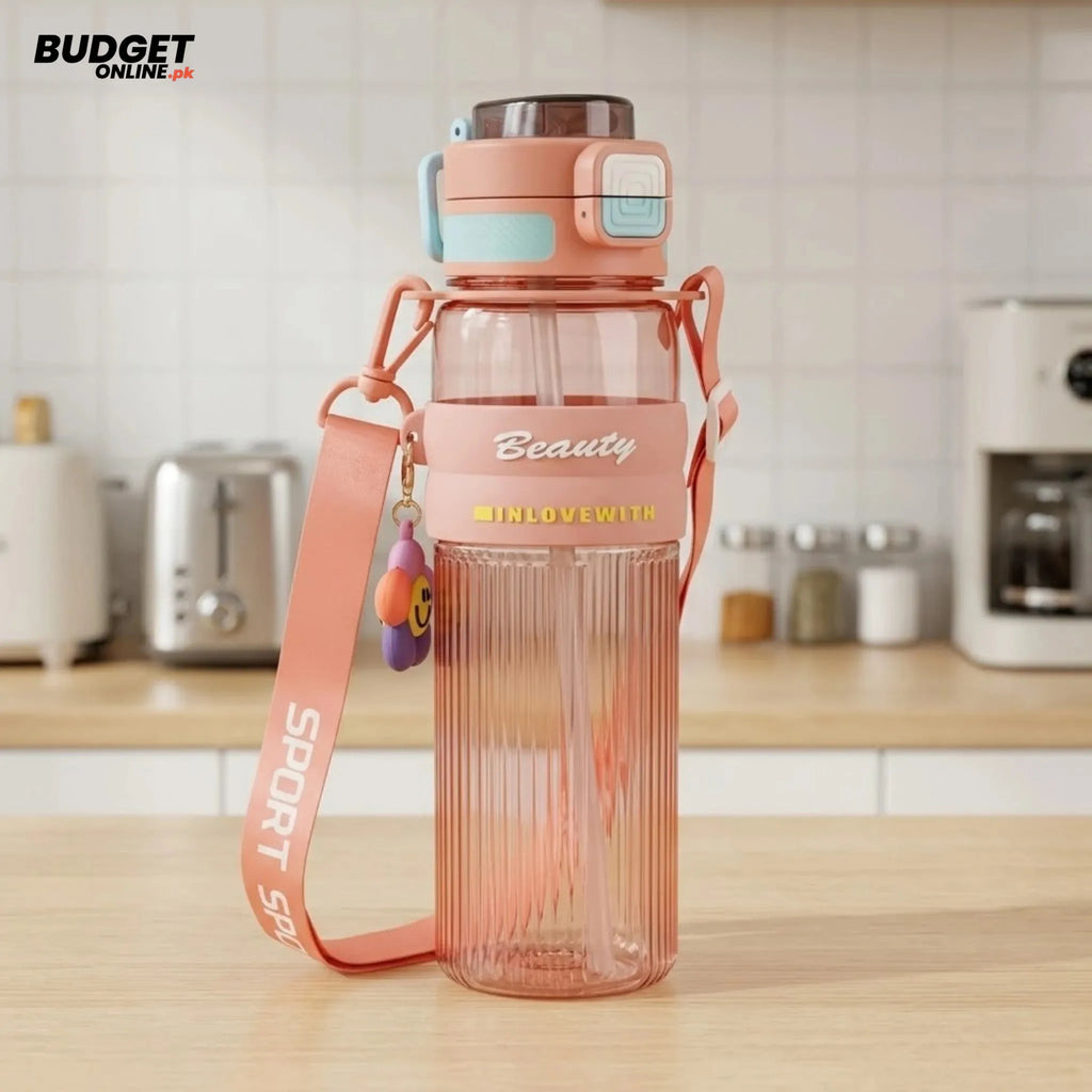 Plastic Sports Water Bottle With Shoulder Strap