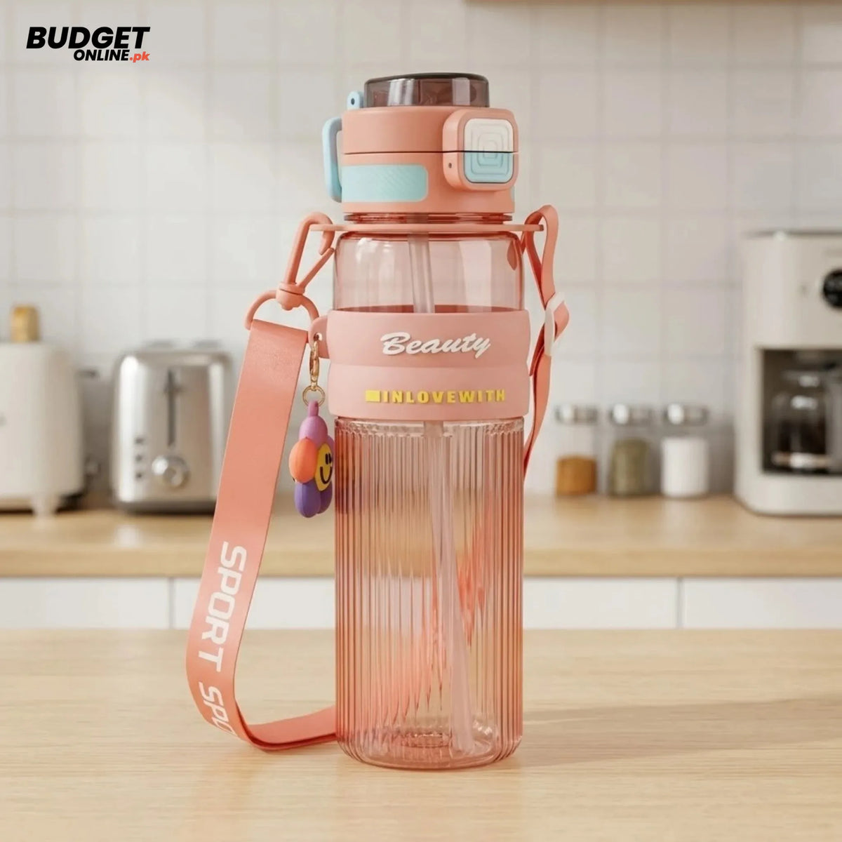 Plastic Sports Water Bottle With Shoulder Strap