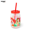 Cartoon Print Plastic Mason Mug With Straw
