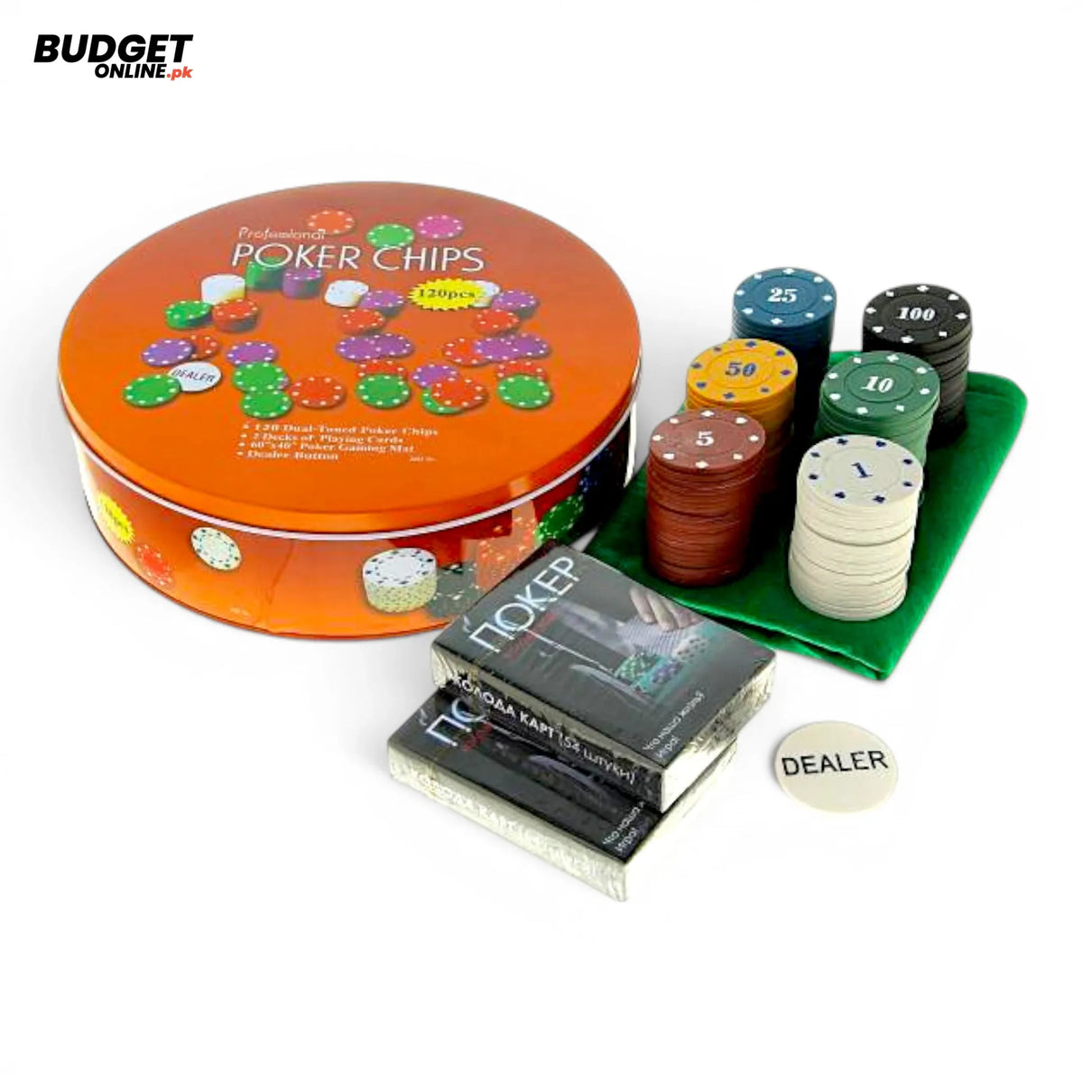 120-Piece Poker Chips Set With Tin Case