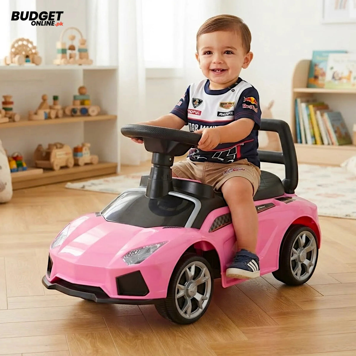 Kids Sports Car Push Ride-On with Lights & Music