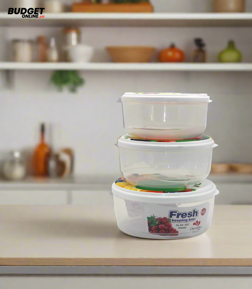 3-Piece Round Fresh-Keeping Storage Box Set