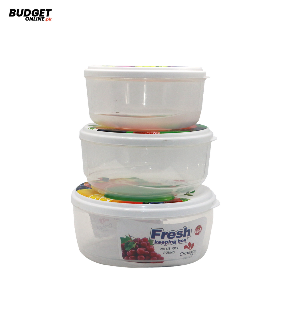 3-Piece Round Fresh-Keeping Storage Box Set