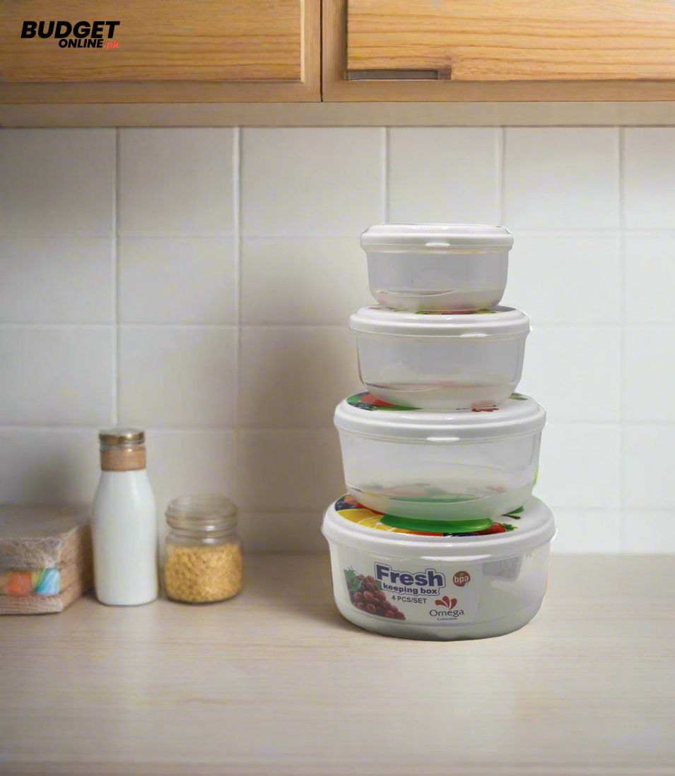 4-Piece Round Food Storage Box Set