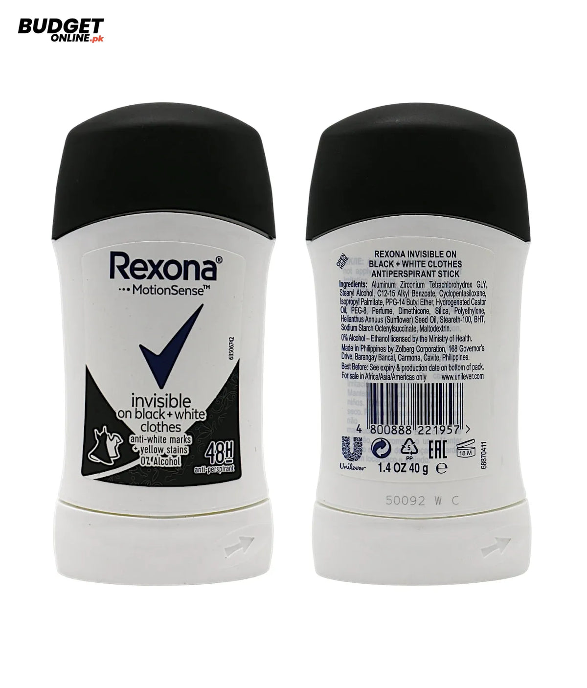Rexona Invisible Black + White Antiperspirant Stick 40g