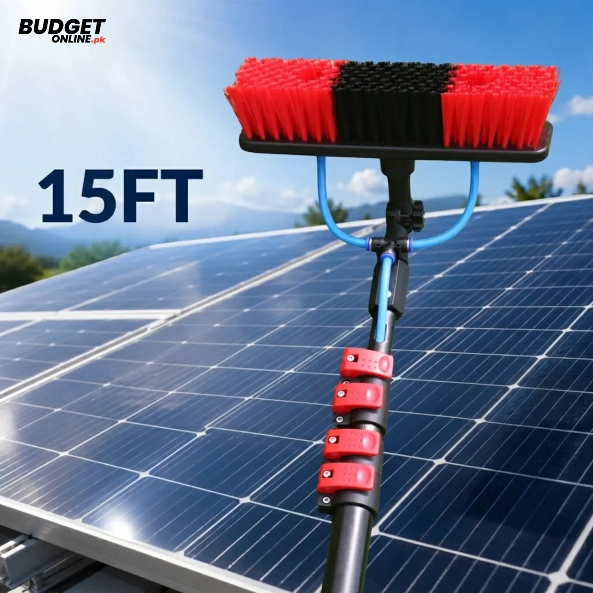 15Ft Solar Panel Cleaning Brush With Water Flow