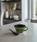 Green Conical Soup Mug With Spoon