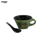 Green Conical Soup Mug With Spoon