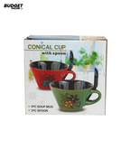 Green Conical Soup Mug With Spoon