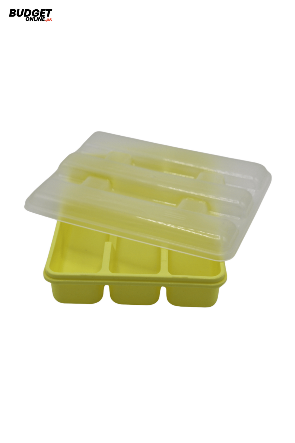Three-Section Plastic Spoon Organizer Box With Lid