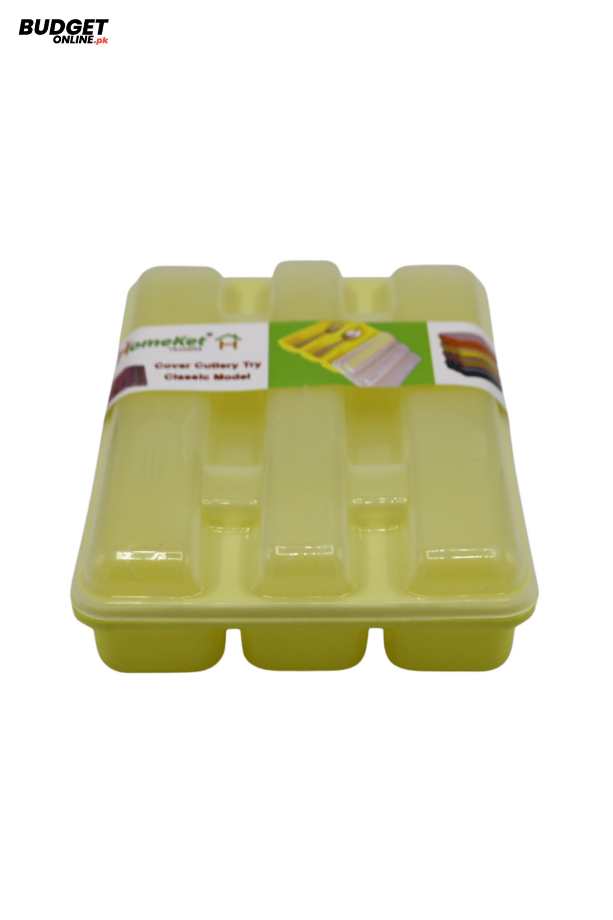 Three-Section Plastic Spoon Organizer Box With Lid