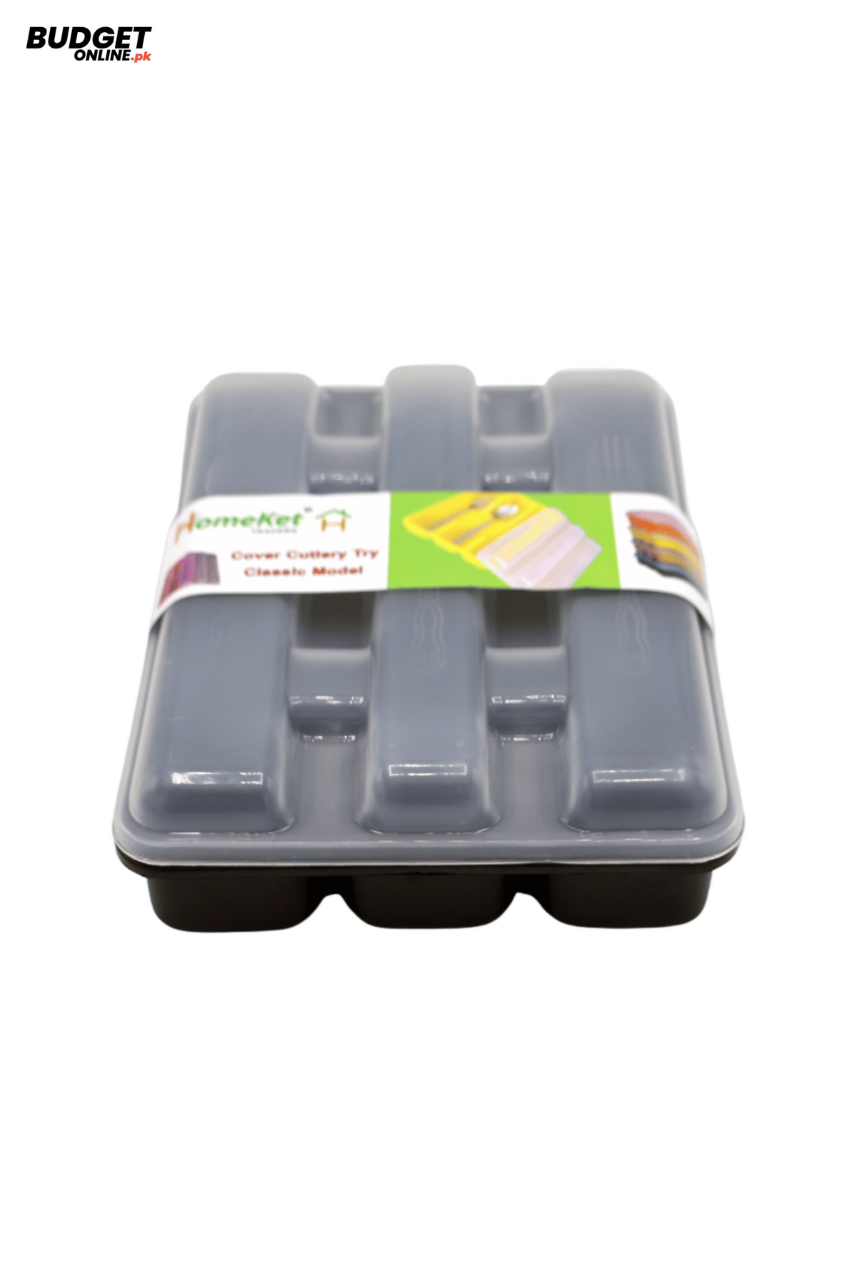 Three-Section Plastic Spoon Organizer Box With Lid