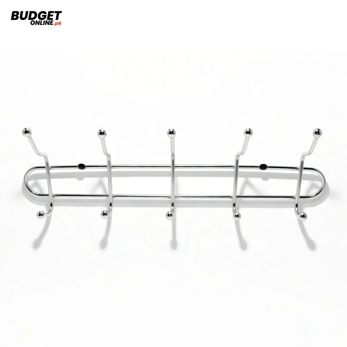 Silver Stainless Steel Wall Hook Rack, 5 Hooks