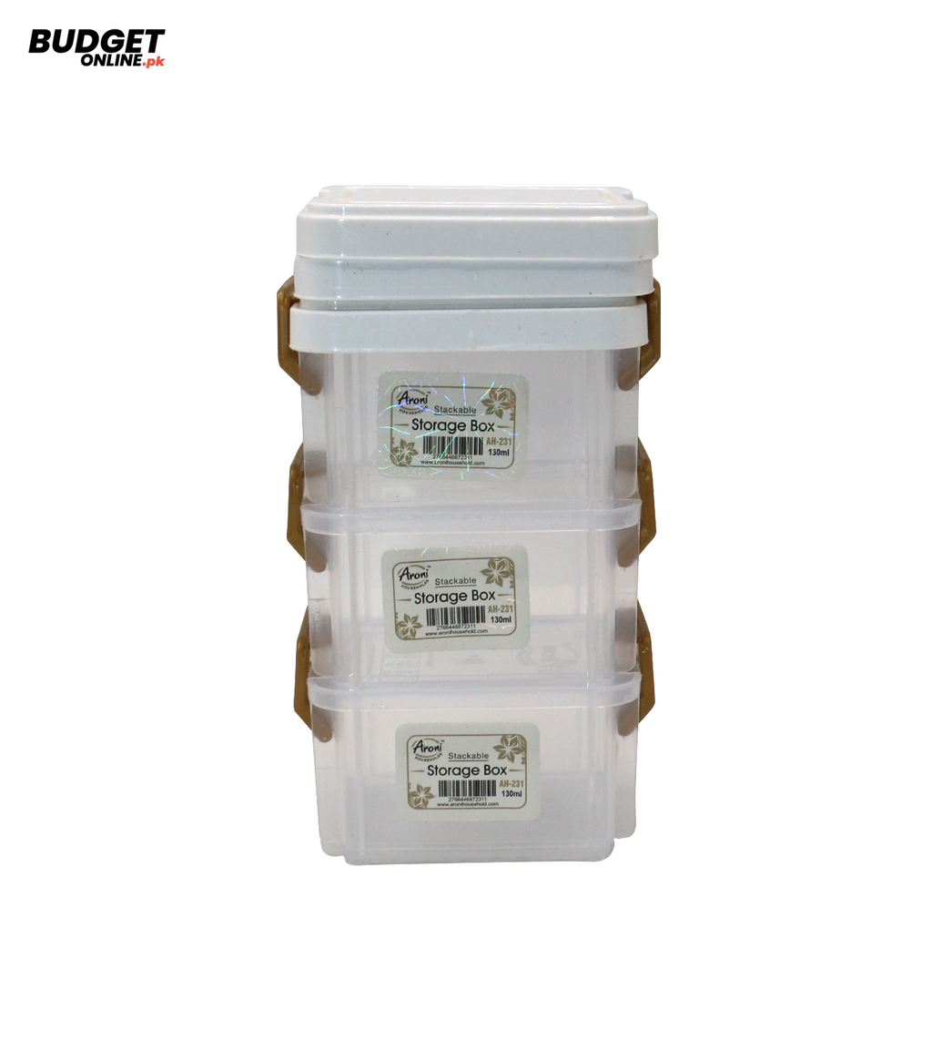 3-Piece 130ml Plastic Storage Box Set