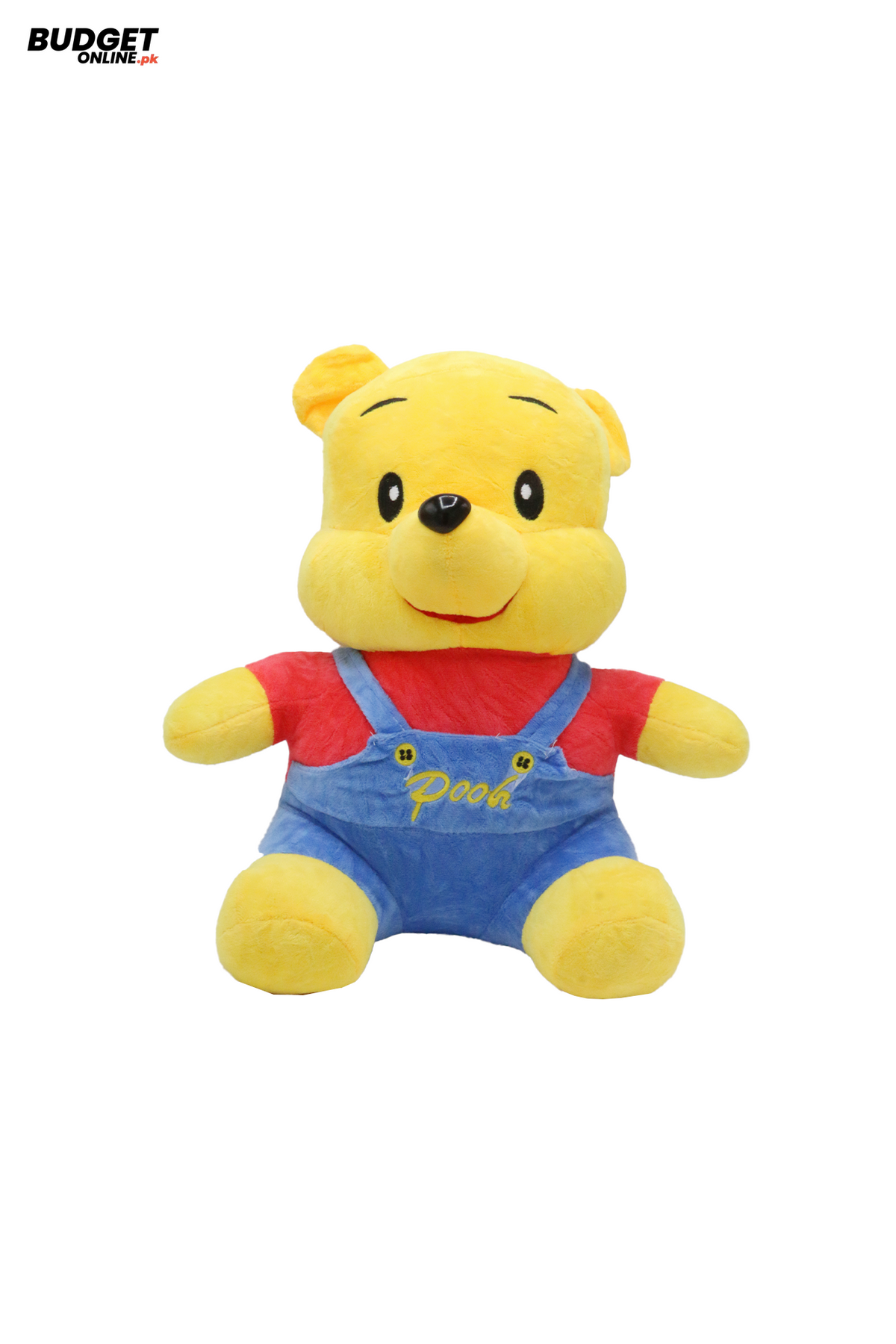 Pooh Bear Plush Toy in Denim Romper, 15-Inch