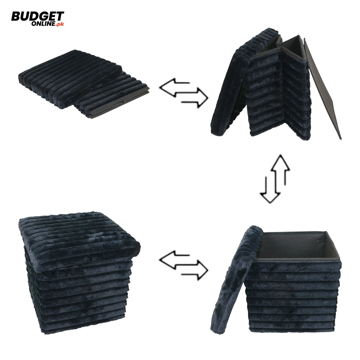 Black Foldable Storage Stool