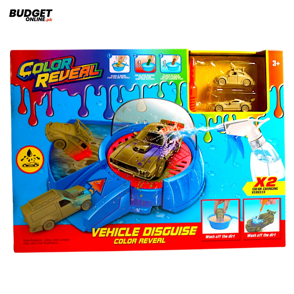 Color Reveal Washable Car Track Set With 2 Cars