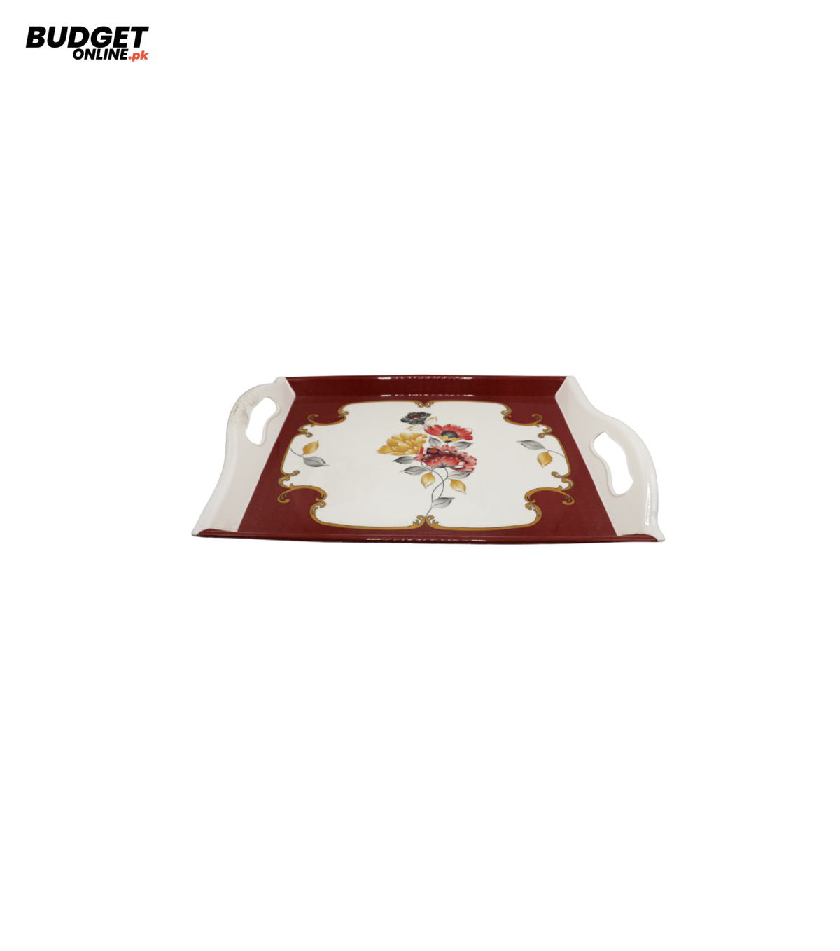 Printed Floral Serving Tray With Handles