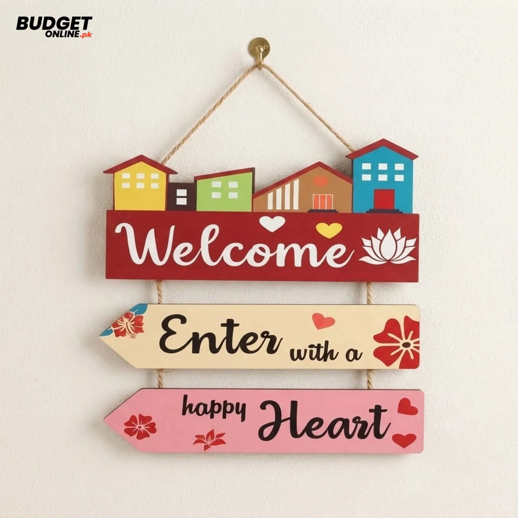 Welcome Heart Wooden Wall Hanging