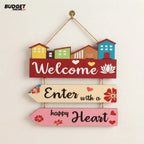 Welcome Heart Wooden Wall Hanging