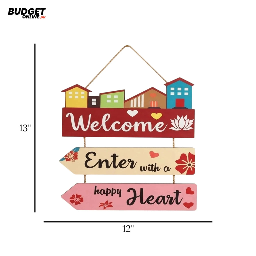 Welcome Heart Wooden Wall Hanging