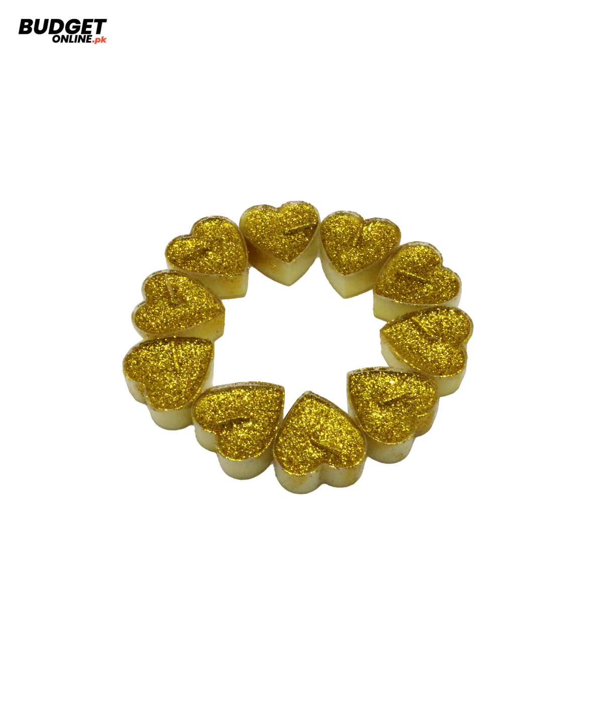 Gold Glitter Heart Wax Candles – 10-Piece Set