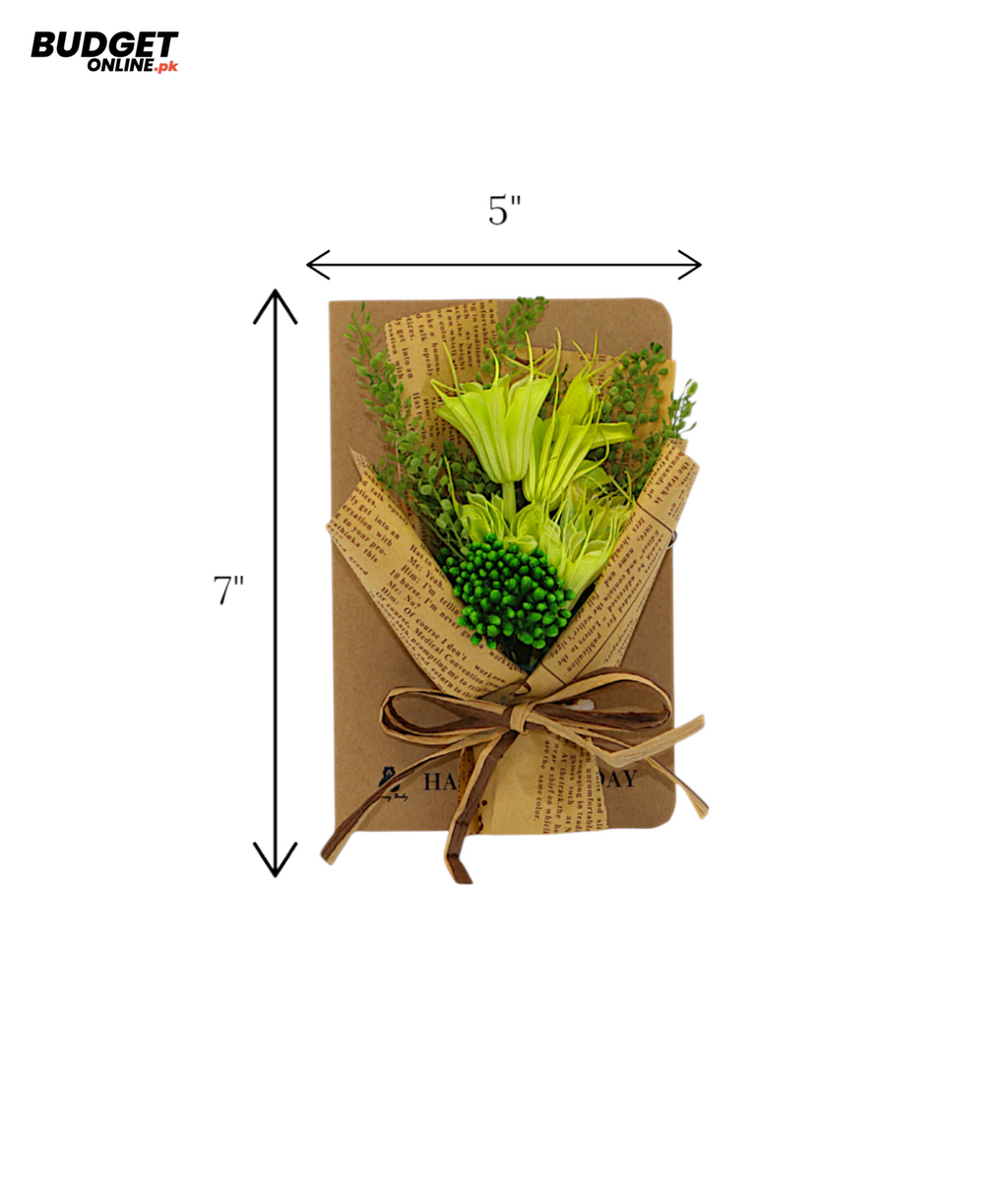 Green Flower Bouquet Wish Card
