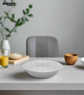 White Marble-Style Serving Bowl 6.5 Inch