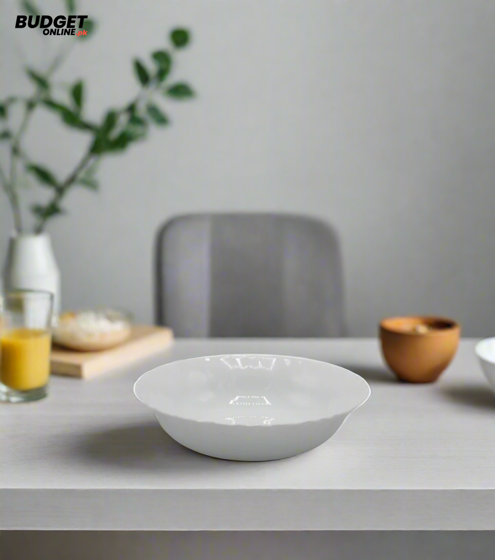White Marble-Style Serving Bowl 6.5 Inch