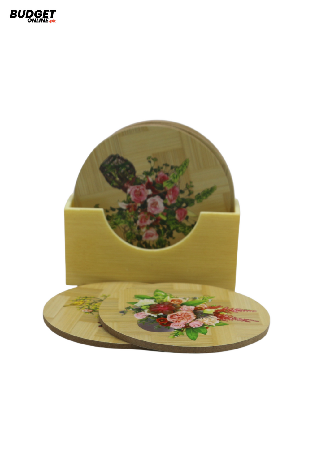 Bamboo Tea Coaster Set With Holder