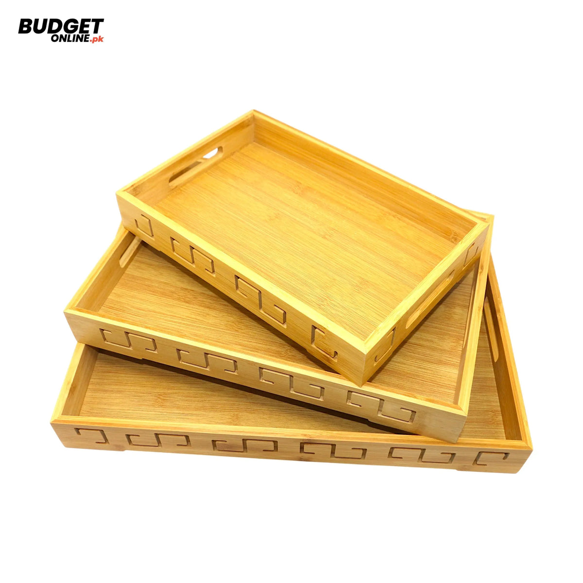 3-Piece Rectangular Wooden Serving Tray Set